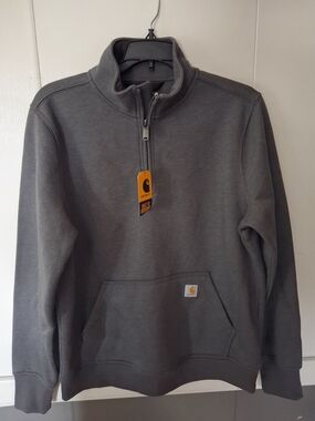 Carhartt Gray Half-Zip Pullover with Kangaroo Pocket